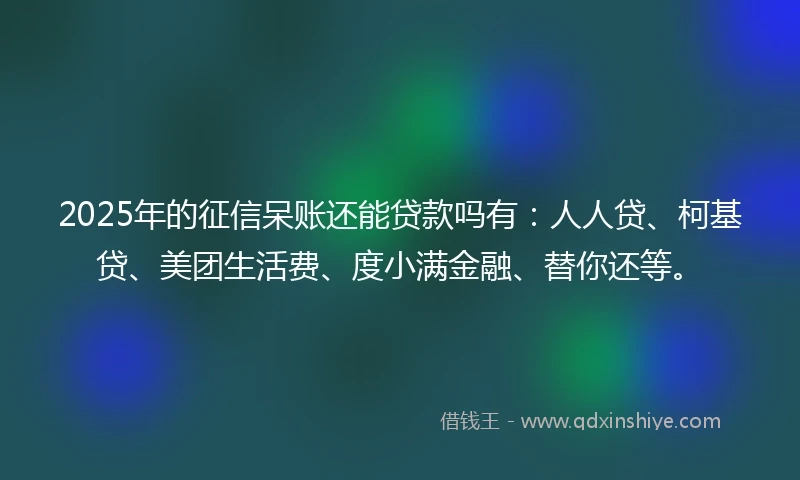2025年的征信呆账还能贷款吗有：人人贷、柯基贷、美团生活费、度小满金融、替你还等。