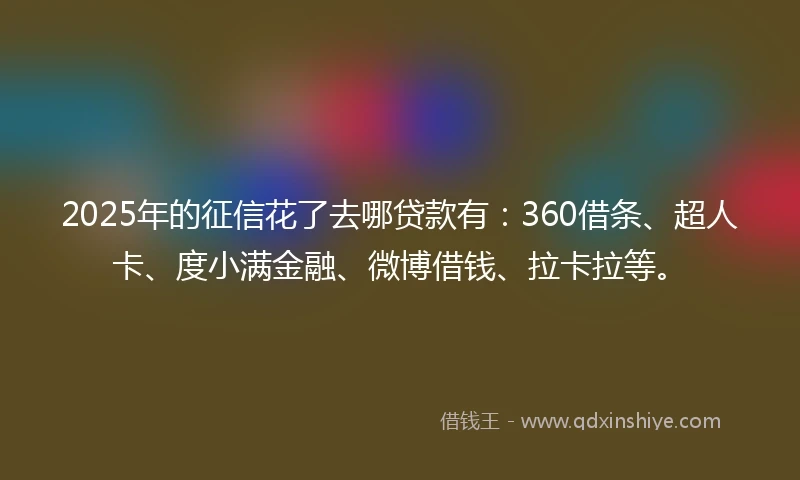 2025年的征信花了去哪贷款有：360借条、超人卡、度小满金融、微博借钱、拉卡拉等。