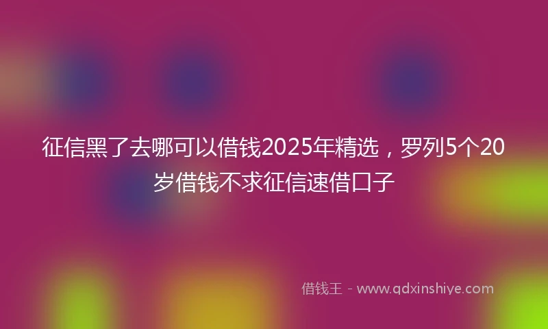 征信黑了去哪可以借钱2025年精选，罗列5个20岁借钱不求征信速借口子