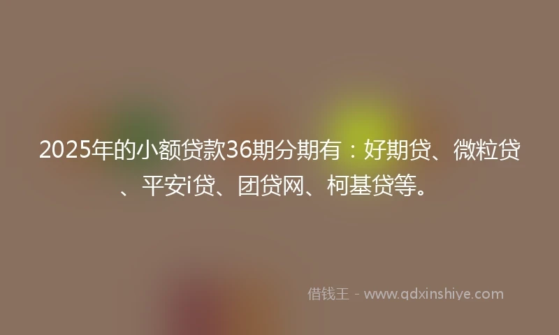 2025年的小额贷款36期分期有:好期贷、微粒贷、平安i贷、团贷网、柯基贷等。