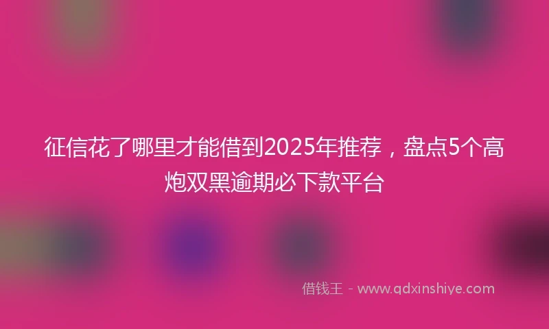 征信花了哪里才能借到2025年推荐，盘点5个高炮双黑逾期必下款平台
