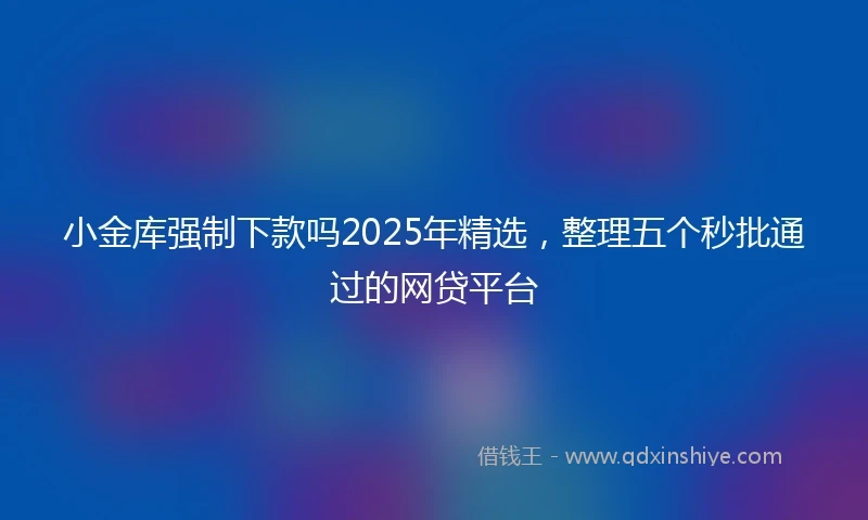 小金库强制下款吗2025年精选，整理五个秒批通过的网贷平台