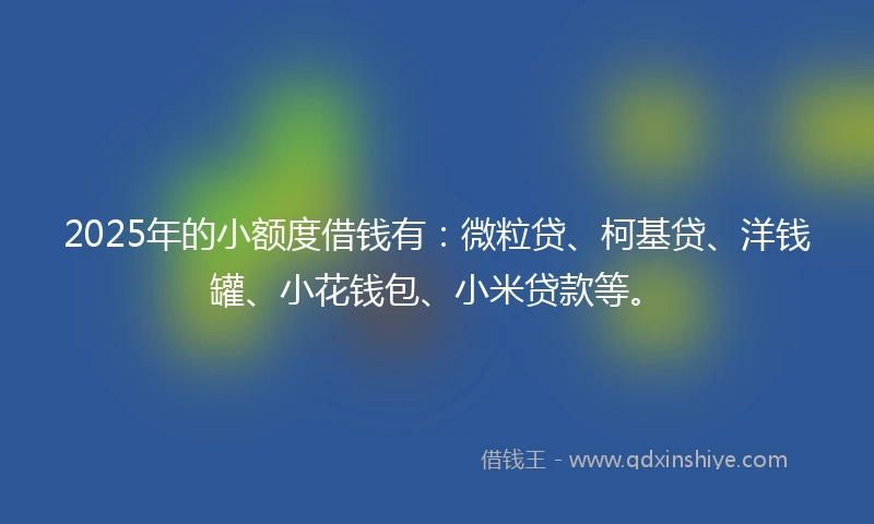 2025年的小额度借钱有：微粒贷、柯基贷、洋钱罐、小花钱包、小米贷款等。