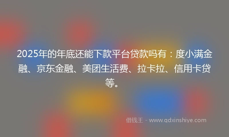2025年的年底还能下款平台贷款吗有：度小满金融、京东金融、美团生活费、拉卡拉、信用卡贷等。
