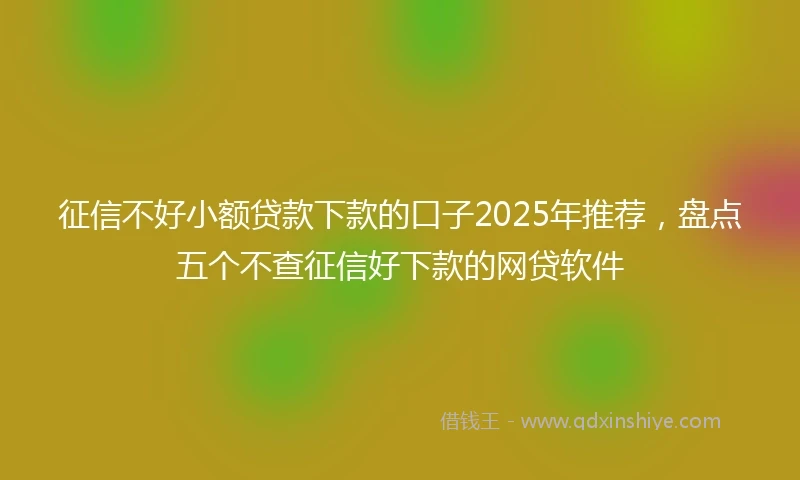 征信不好小额贷款下款的口子2025年推荐，盘点五个不查征信好下款的网贷软件