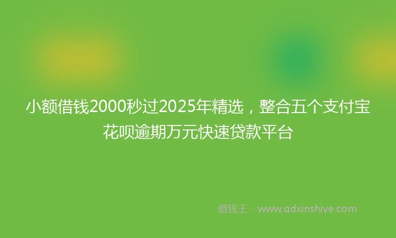 小额借钱2000秒过2025年精选，整合五个支付宝花呗逾期万元快速贷款平台