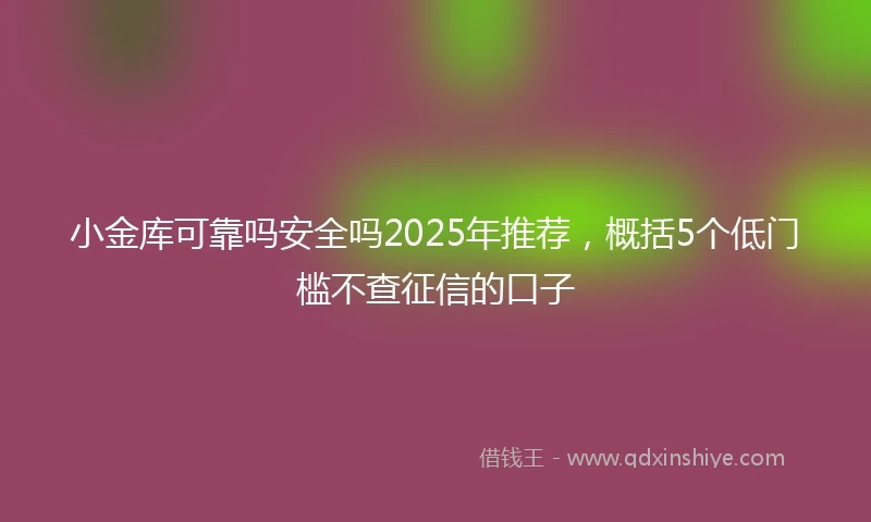 小金库可靠吗安全吗2025年推荐，概括5个低门槛不查征信的口子