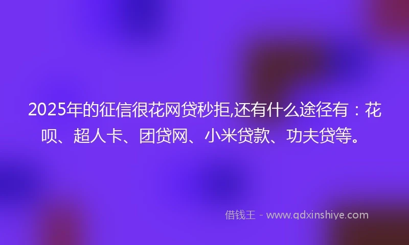 2025年的征信很花网贷秒拒,还有什么途径有：花呗、超人卡、团贷网、小米贷款、功夫贷等。