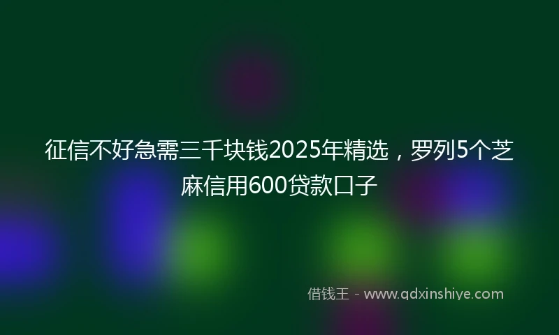征信不好急需三千块钱2025年精选，罗列5个芝麻信用600贷款口子