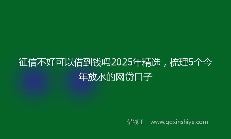 征信不好可以借到钱吗2025年精选，梳理5个今年放水的网贷口子