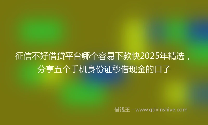 征信不好借贷平台哪个容易下款快2025年精选，分享五个手机身份证秒借现金的口子