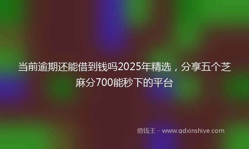 当前逾期还能借到钱吗2025年精选，分享五个芝麻分700能秒下的平台