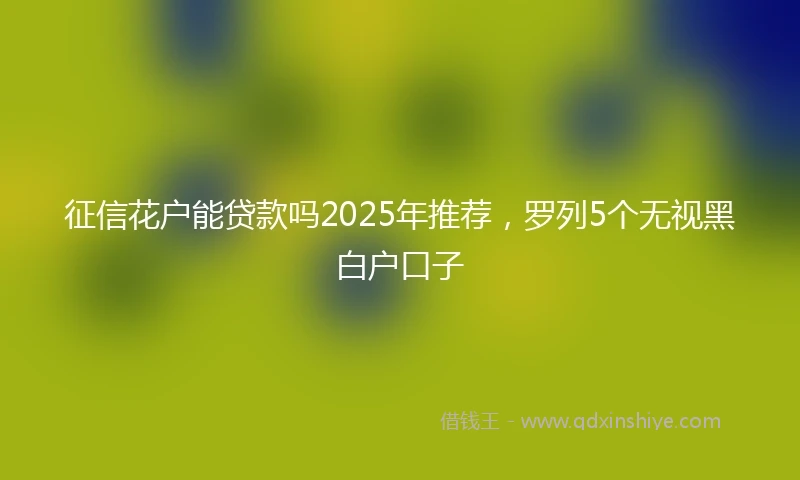 征信花户能贷款吗2025年推荐，罗列5个无视黑白户口子