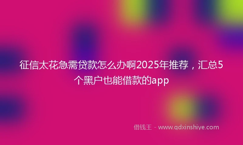 征信太花急需贷款怎么办啊2025年推荐，汇总5个黑户也能借款的app