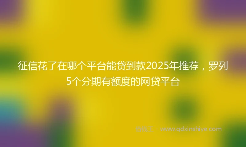 征信花了在哪个平台能贷到款2025年推荐，罗列5个分期有额度的网贷平台