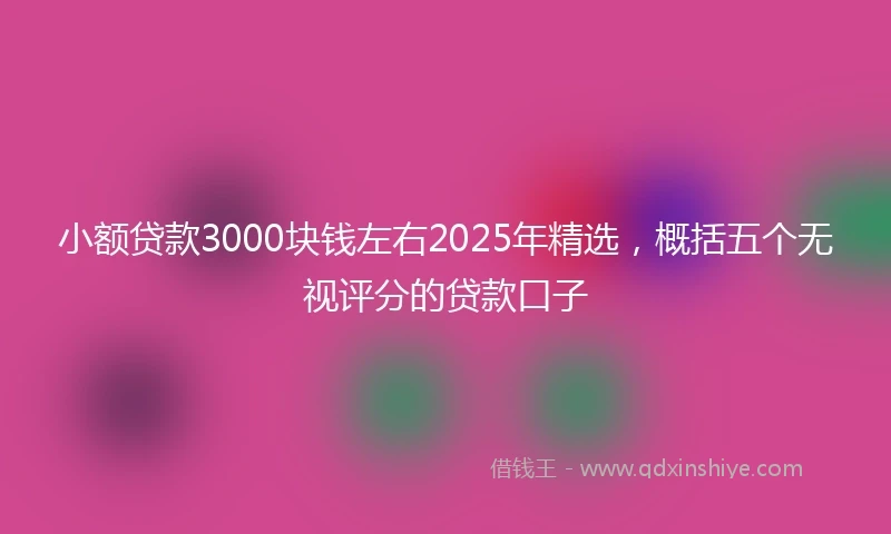 小额贷款3000块钱左右2025年精选，概括五个无视评分的贷款口子