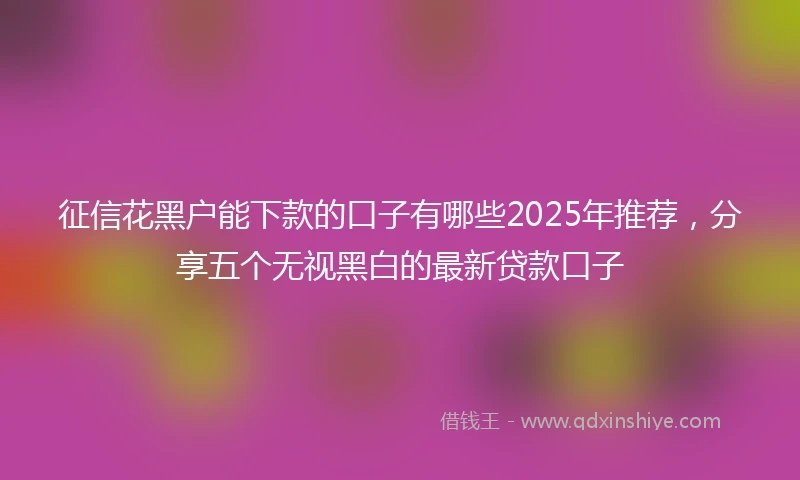 征信花黑户能下款的口子有哪些2025年推荐，分享五个无视黑白的最新贷款口子