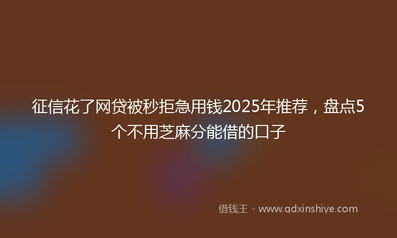 征信花了网贷被秒拒急用钱2025年推荐，盘点5个不用芝麻分能借的口子