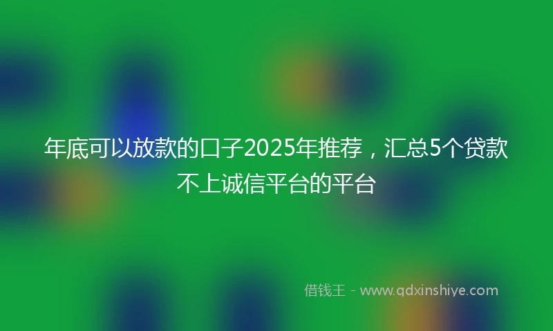 年底可以放款的口子2025年推荐，汇总5个贷款不上诚信平台的平台