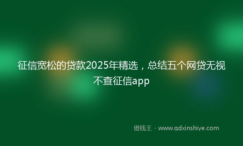 征信宽松的贷款2025年精选，总结五个网贷无视不查征信app