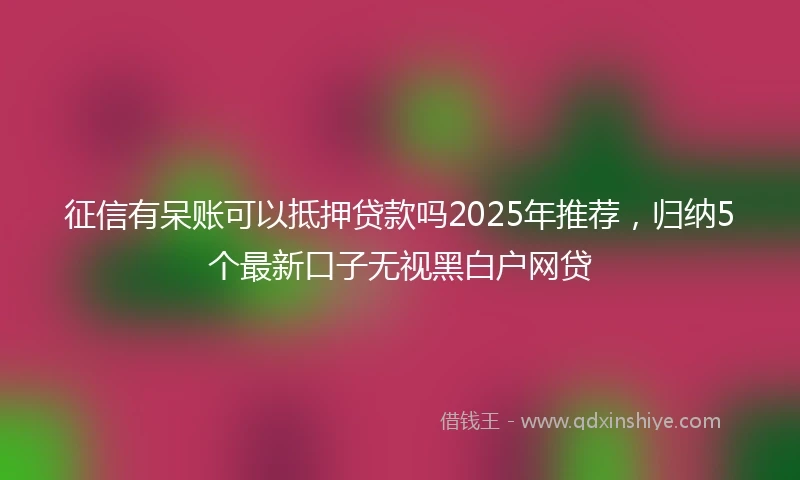 征信有呆账可以抵押贷款吗2025年推荐，归纳5个最新口子无视黑白户网贷
