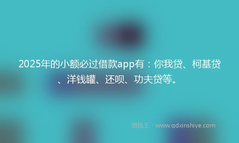 2025年的小额必过借款app有：你我贷、柯基贷、洋钱罐、还呗、功夫贷等。