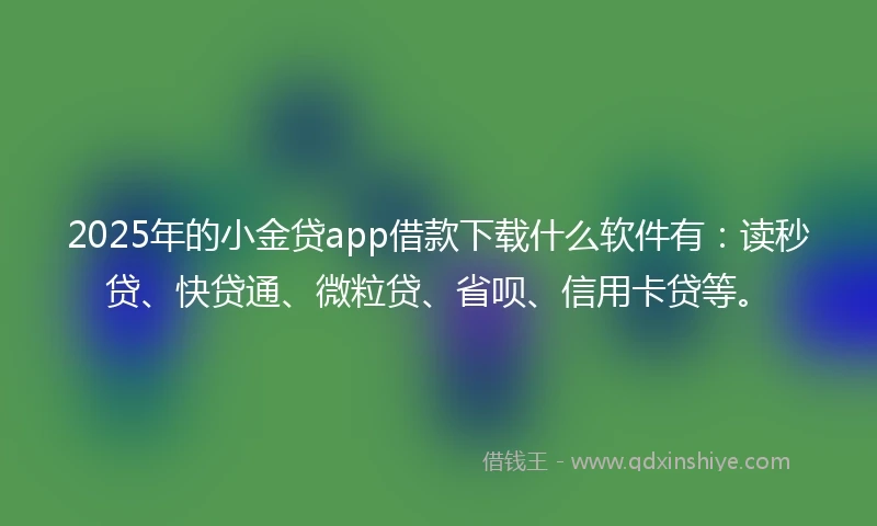 2025年的小金贷app借款下载什么软件有：读秒贷、快贷通、微粒贷、省呗、信用卡贷等。