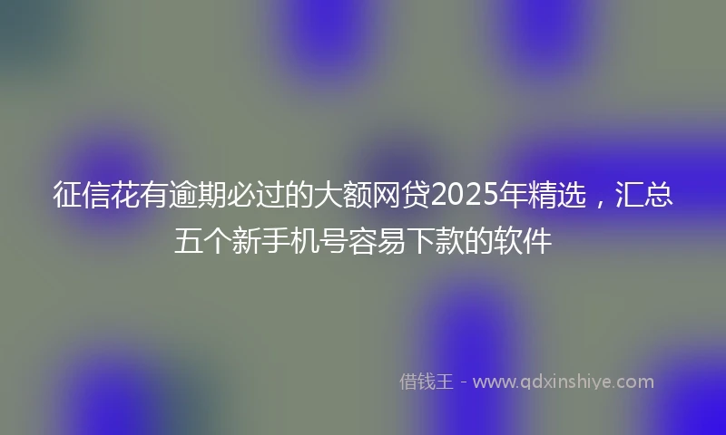 征信花有逾期必过的大额网贷2025年精选，汇总五个新手机号容易下款的软件