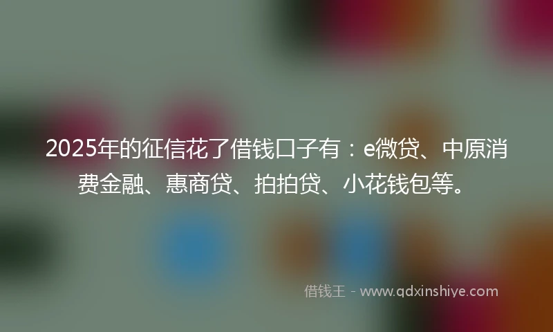 2025年的征信花了借钱口子有：e微贷、中原消费金融、惠商贷、拍拍贷、小花钱包等。