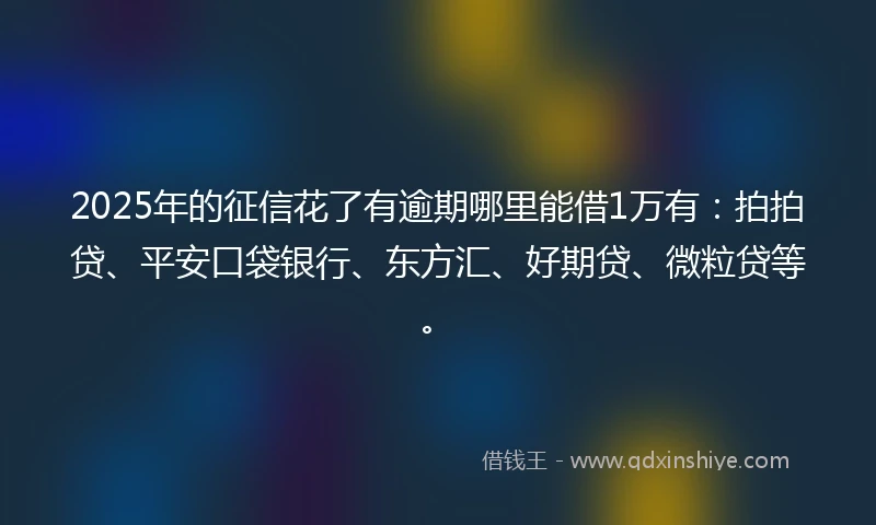 2025年的征信花了有逾期哪里能借1万有：拍拍贷、平安口袋银行、东方汇、好期贷、微粒贷等。