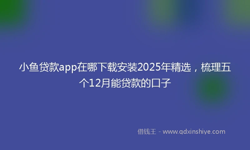 小鱼贷款app在哪下载安装2025年精选,梳理五个12月能贷款的口子