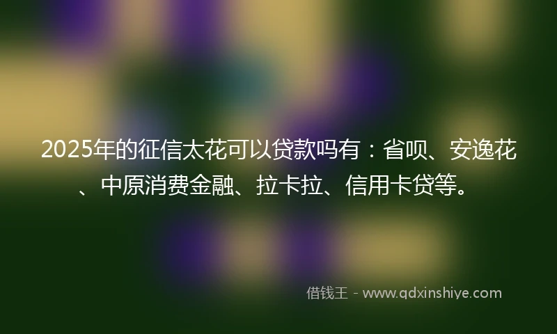 2025年的征信太花可以贷款吗有:省呗、安逸花、中原消费金融、拉卡拉、信用卡贷等。