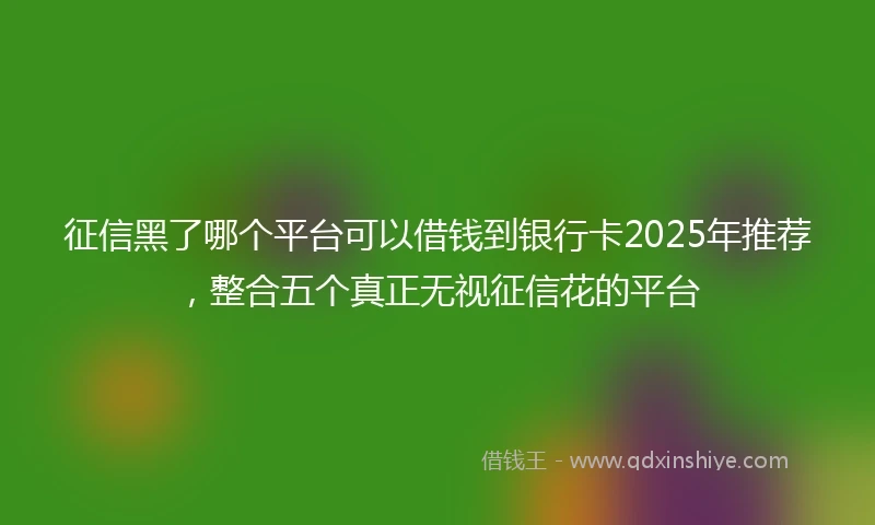 征信黑了哪个平台可以借钱到银行卡2025年推荐，整合五个真正无视征信花的平台