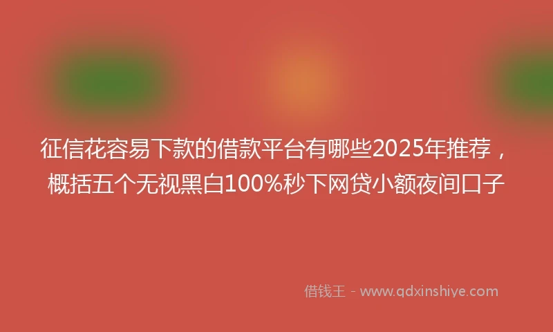 征信花容易下款的借款平台有哪些2025年推荐，概括五个无视黑白100%秒下网贷小额夜间口子