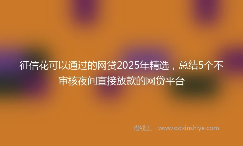 征信花可以通过的网贷2025年精选，总结5个不审核夜间直接放款的网贷平台