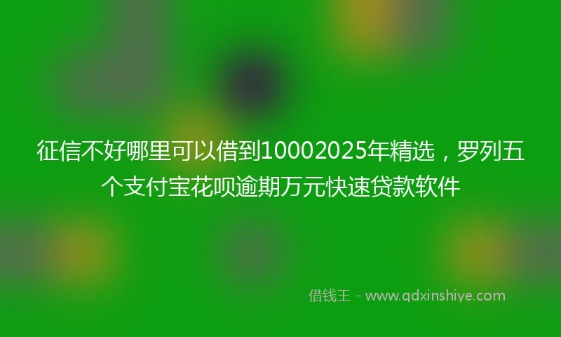 征信不好哪里可以借到10002025年精选，罗列五个支付宝花呗逾期万元快速贷款软件