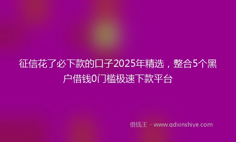 征信花了必下款的口子2025年精选，整合5个黑户借钱0门槛极速下款平台