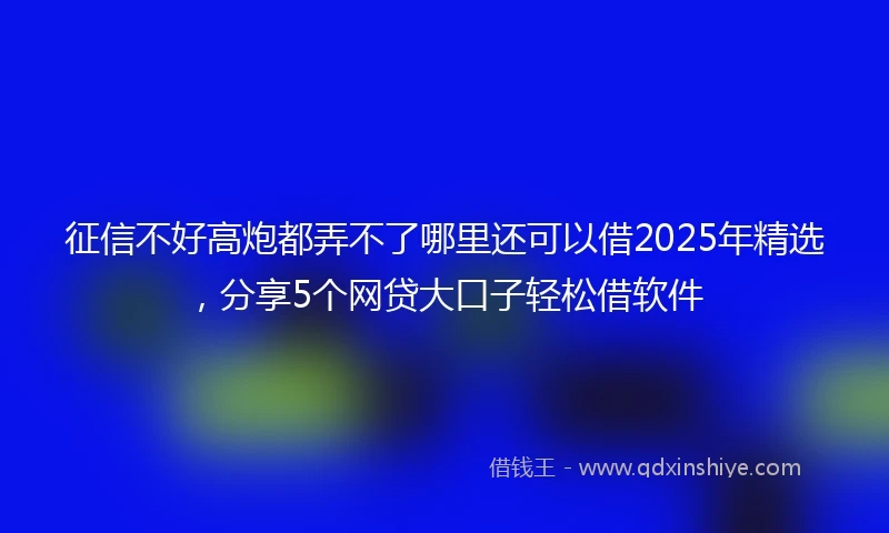 征信不好高炮都弄不了哪里还可以借2025年精选，分享5个网贷大口子轻松借软件