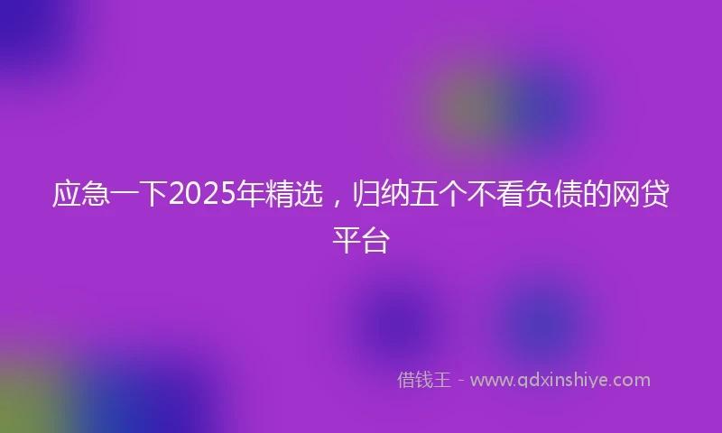 应急一下2025年精选，归纳五个不看负债的网贷平台