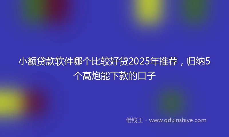 小额贷款软件哪个比较好贷2025年推荐，归纳5个高炮能下款的口子