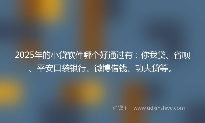 2025年的小贷软件哪个好通过有：你我贷、省呗、平安口袋银行、微博借钱、功夫贷等。