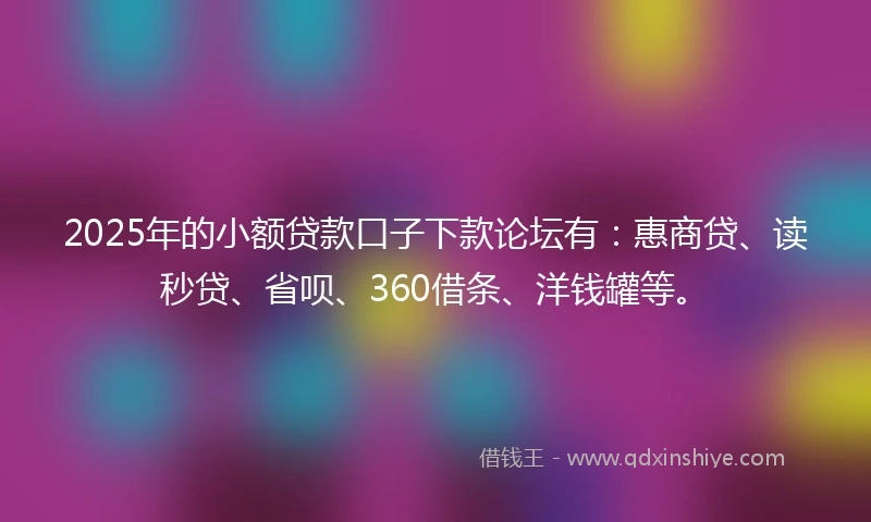 2025年的小额贷款口子下款论坛有：惠商贷、读秒贷、省呗、360借条、洋钱罐等。