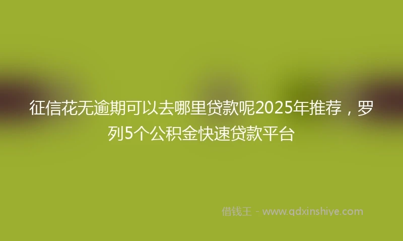 征信花无逾期可以去哪里贷款呢2025年推荐，罗列5个公积金快速贷款平台