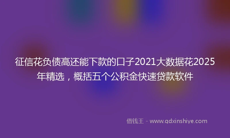 征信花负债高还能下款的口子2021大数据花2025年精选，概括五个公积金快速贷款软件