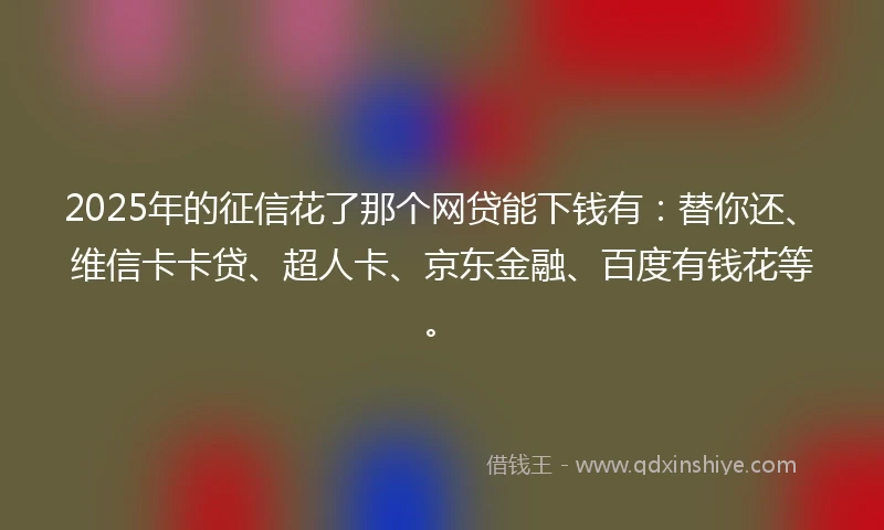 2025年的征信花了那个网贷能下钱有：替你还、维信卡卡贷、超人卡、京东金融、百度有钱花等。