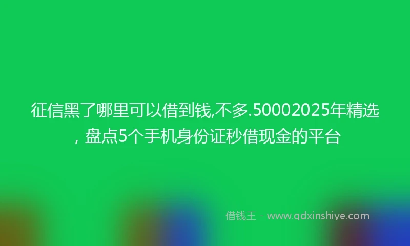 征信黑了哪里可以借到钱,不多.50002025年精选，盘点5个手机身份证秒借现金的平台
