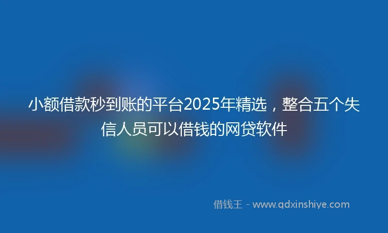 小额借款秒到账的平台2025年精选，整合五个失信人员可以借钱的网贷软件