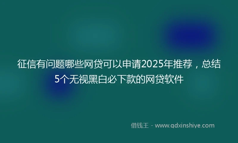 征信有问题哪些网贷可以申请2025年推荐，总结5个无视黑白必下款的网贷软件