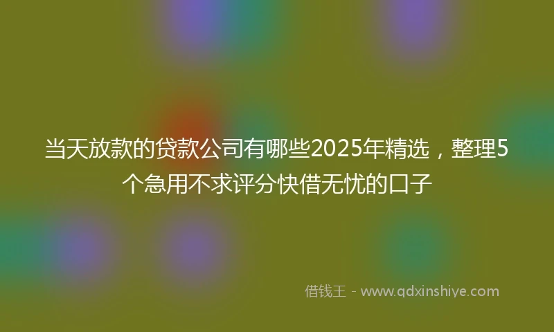 当天放款的贷款公司有哪些2025年精选，整理5个急用不求评分快借无忧的口子