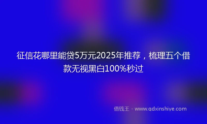 征信花哪里能贷5万元2025年推荐，梳理五个借款无视黑白100%秒过